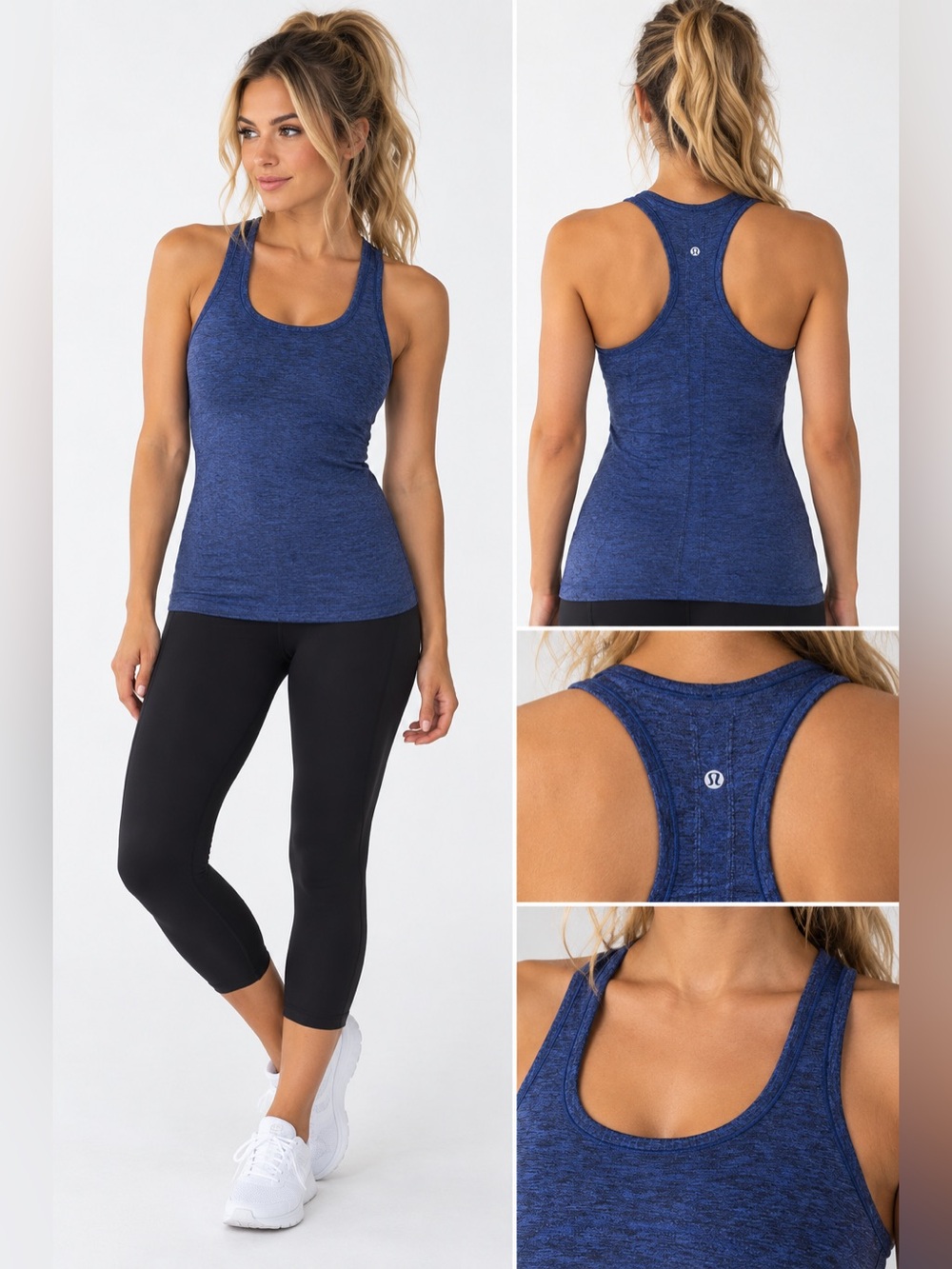 Lululemon Swiftly Tech Racerback Tank Blazer Blue Black Size 8